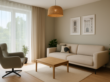 Moderný obývací priestor s výhľadom