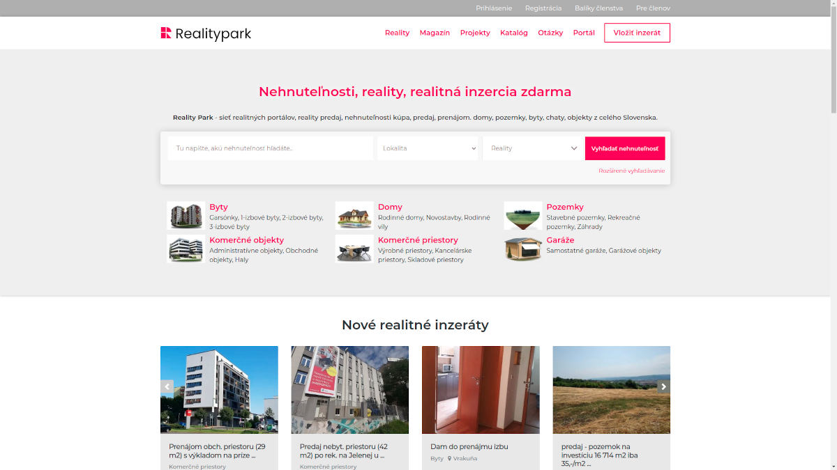 Realitná inzercia realitypark
